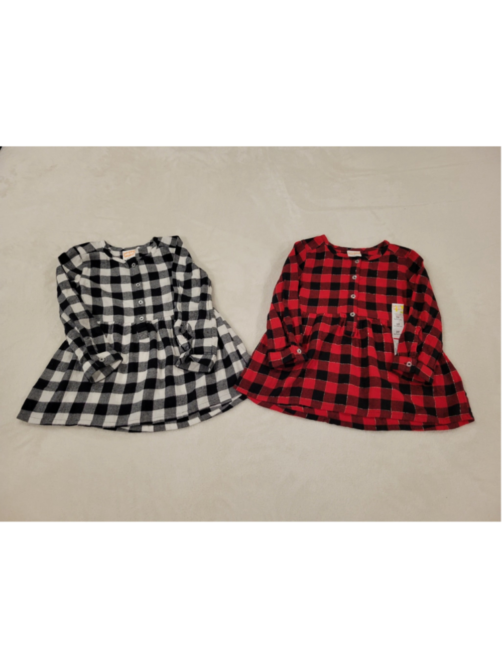 Matching Twin Set! 2 Jumping Beans Toddler Plaid Dresses Size 3T (NWT & NWOT)